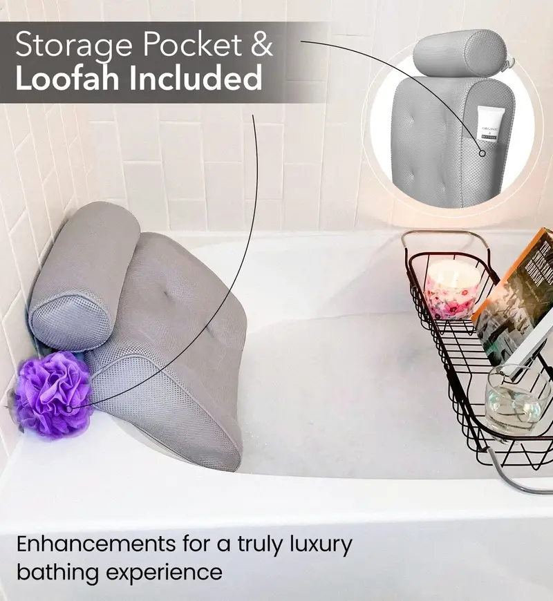 Comfort Luxury Bath Pillow, Bathroom Head Neck Back Support Cushion For  Bathtub Spa Soaking - Temu