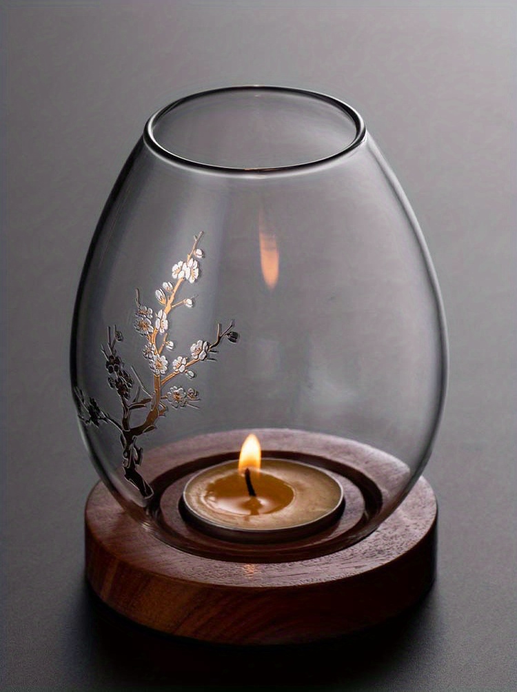 Glass candle holder retro windproof Zen simple candlelight Nordic dinner candle  cover glass tea table decoration
