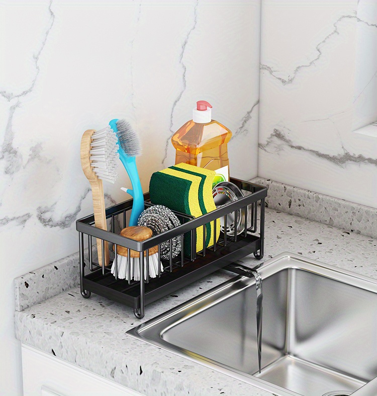 Kitchen Sponge Drain Holder, Kitchen Sink Rack Tray Organizer Stand For  Sponge, Brush, Scrubber Storage And Organization - Temu