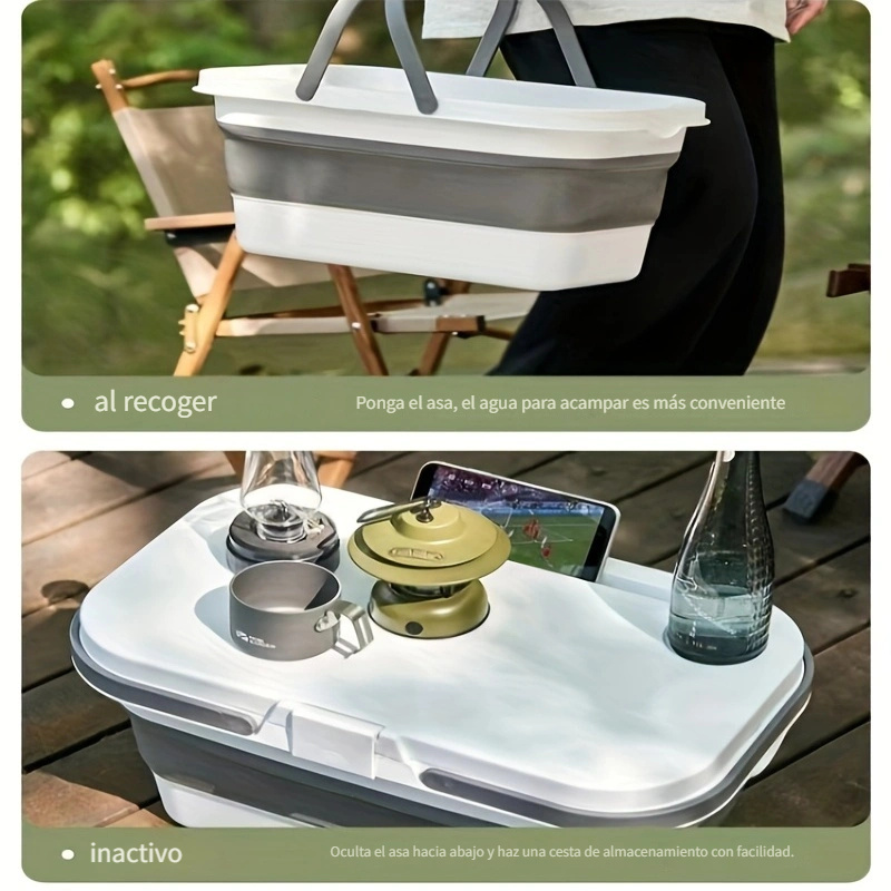 SAMMART Cesta plegable de 15 litros (4 galones) con asa, cesta de picnic  portátil al aire libre, bolsa de compras plegable, contenedor de