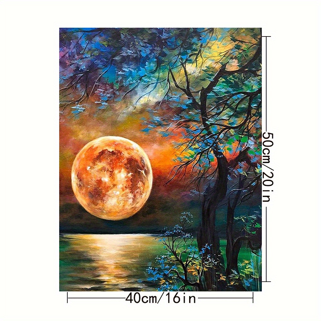 TOCARE Paint by Numbers Kit for Adults Flowers Moon, Moon Paint by Number  for Adults Teens Beginners on Canvas Nature Scenery16x20Inch