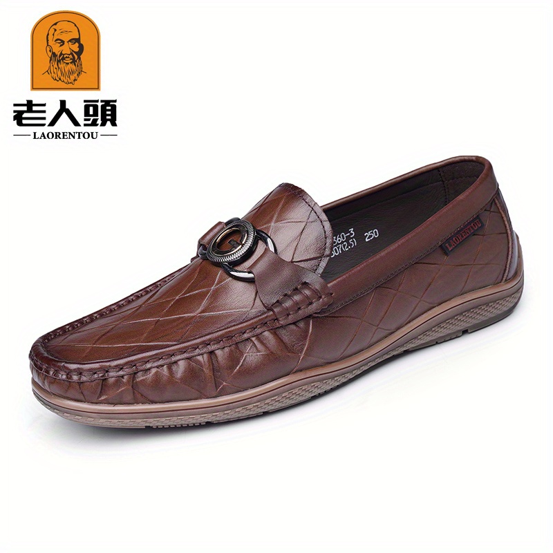Laorentou Men's Premium Leather Horsebit Loafer Shoes, Lightweight Non-slip Casual  Shoes, Spring And Summer - Temu