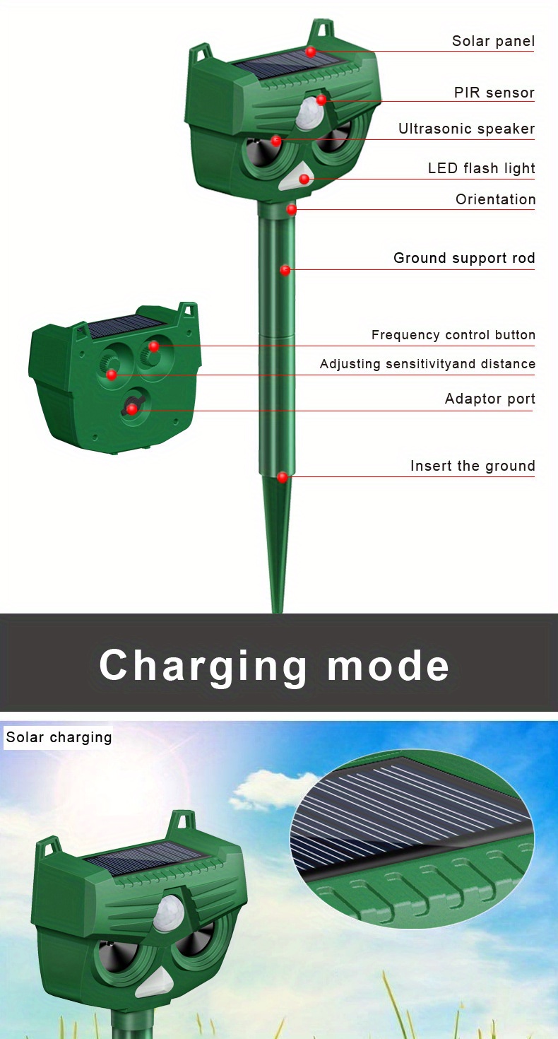 Ultrasonic Animal Repeller Solar Animal Deterrent Motion - Temu