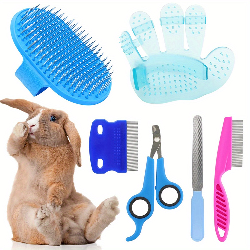 Premium Rabbit Grooming Kit with Shedding Brush, Nail Clipper, and Pet Combs - Keep Your Bunny Happy and Healthy