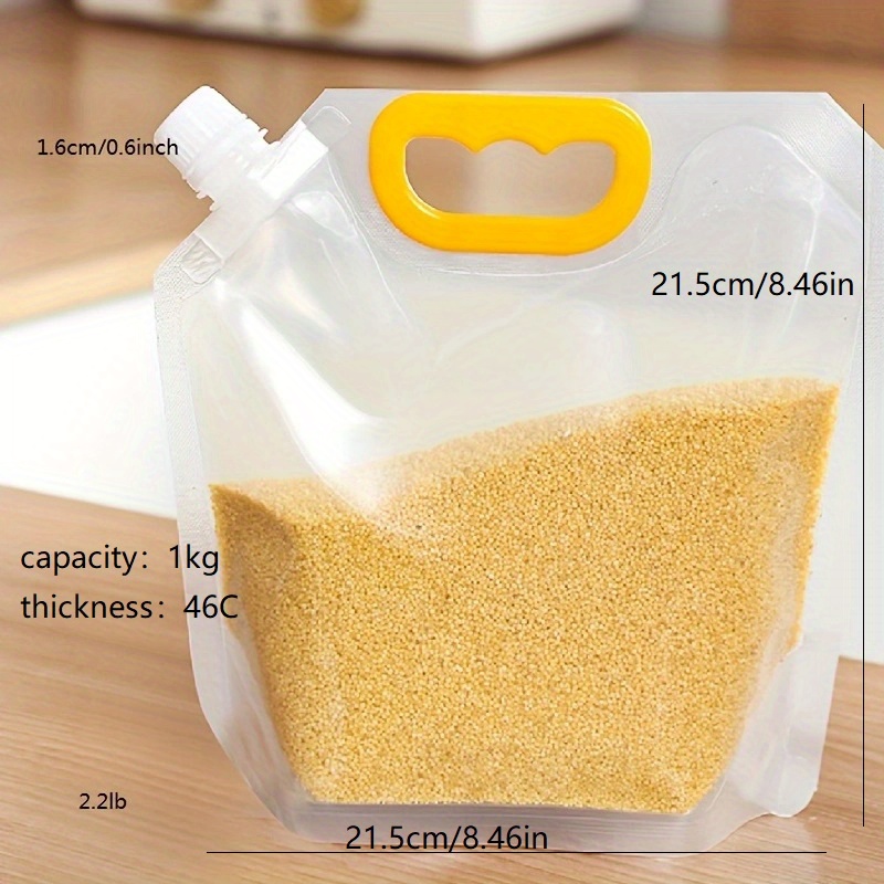 Bobasndm 5Pcs Food Packaging Bags Large Diameter Moisture-proof Spout  Design Thickened Reusable Fresh-keeping Grain Storage Bags for Home