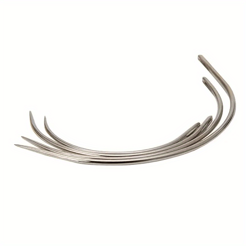 Silvery Big Eye Curved Hand Sewing Needles For Craft Curved - Temu