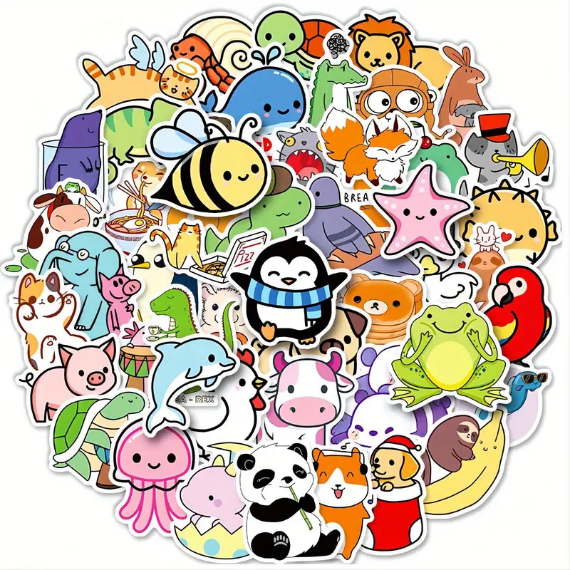 Cute Animal Stickers Vinyl Stickers Colorful Waterproof - Temu