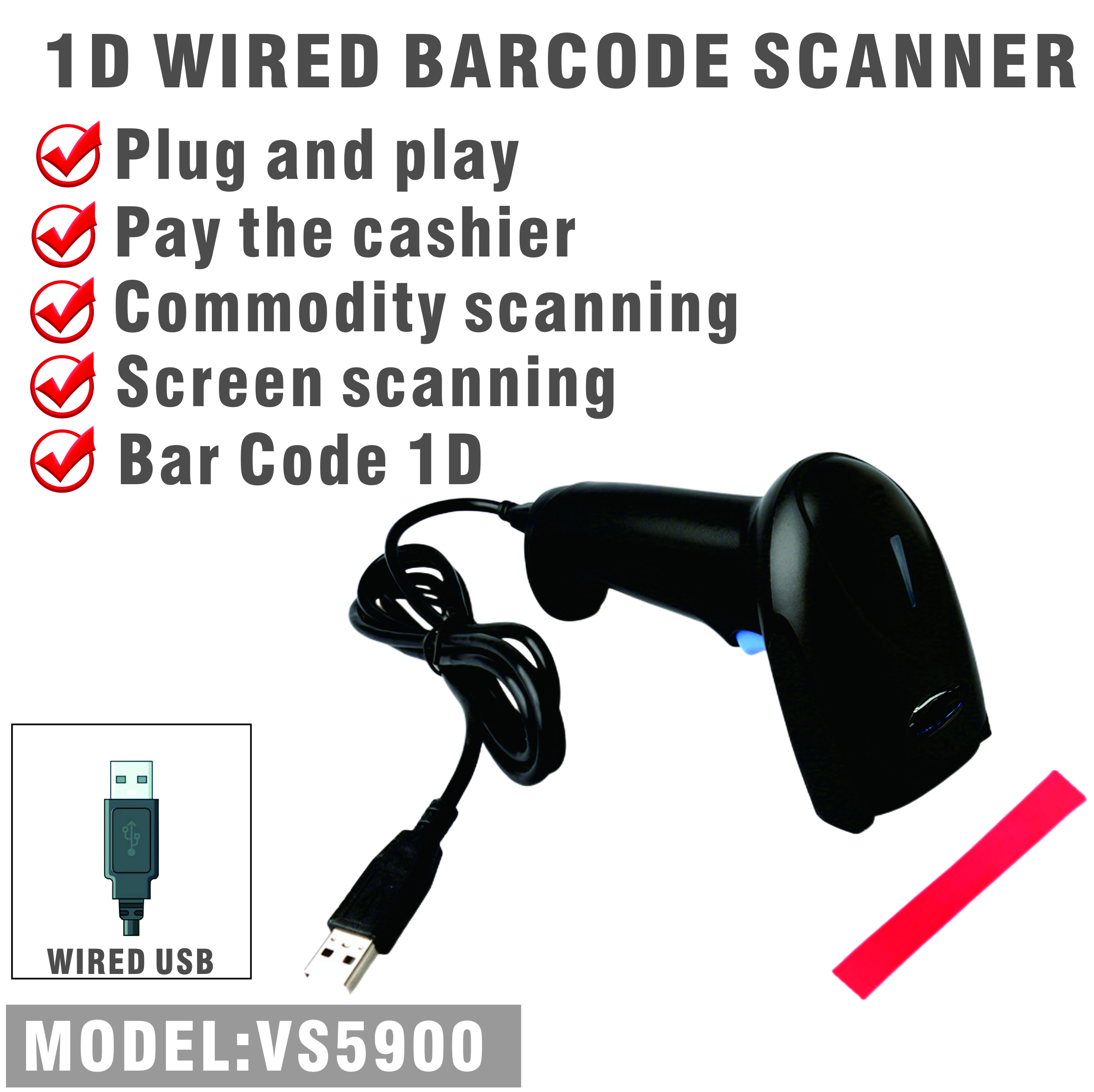 Barcode Scanner With Stand Usb Wired Inventory 1 Scanners For Computer