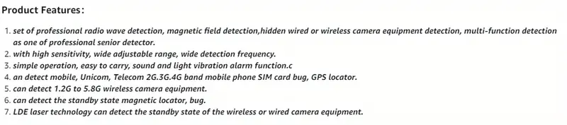 k18s hidden camera detector anti spy detector bug gps rf signal wireless scanner device detector finder for tracker listening camera radio frequency details 4