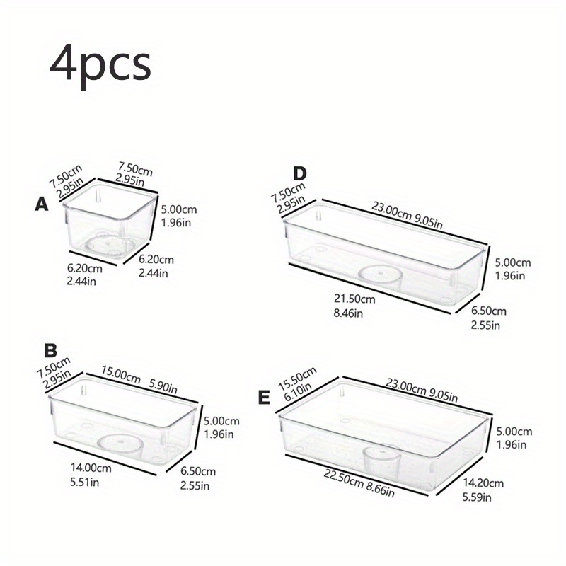 Clear Kitchen Drawer Organizer Set Drawer Grid Storage Box - Temu