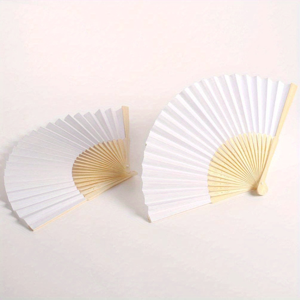 24pcs Wedding Fans Handheld Paper Fans Paper Folding Fans With Bamboos For Wedding Gifts, Party, Home Decoration, Souvenir Gifts details 1