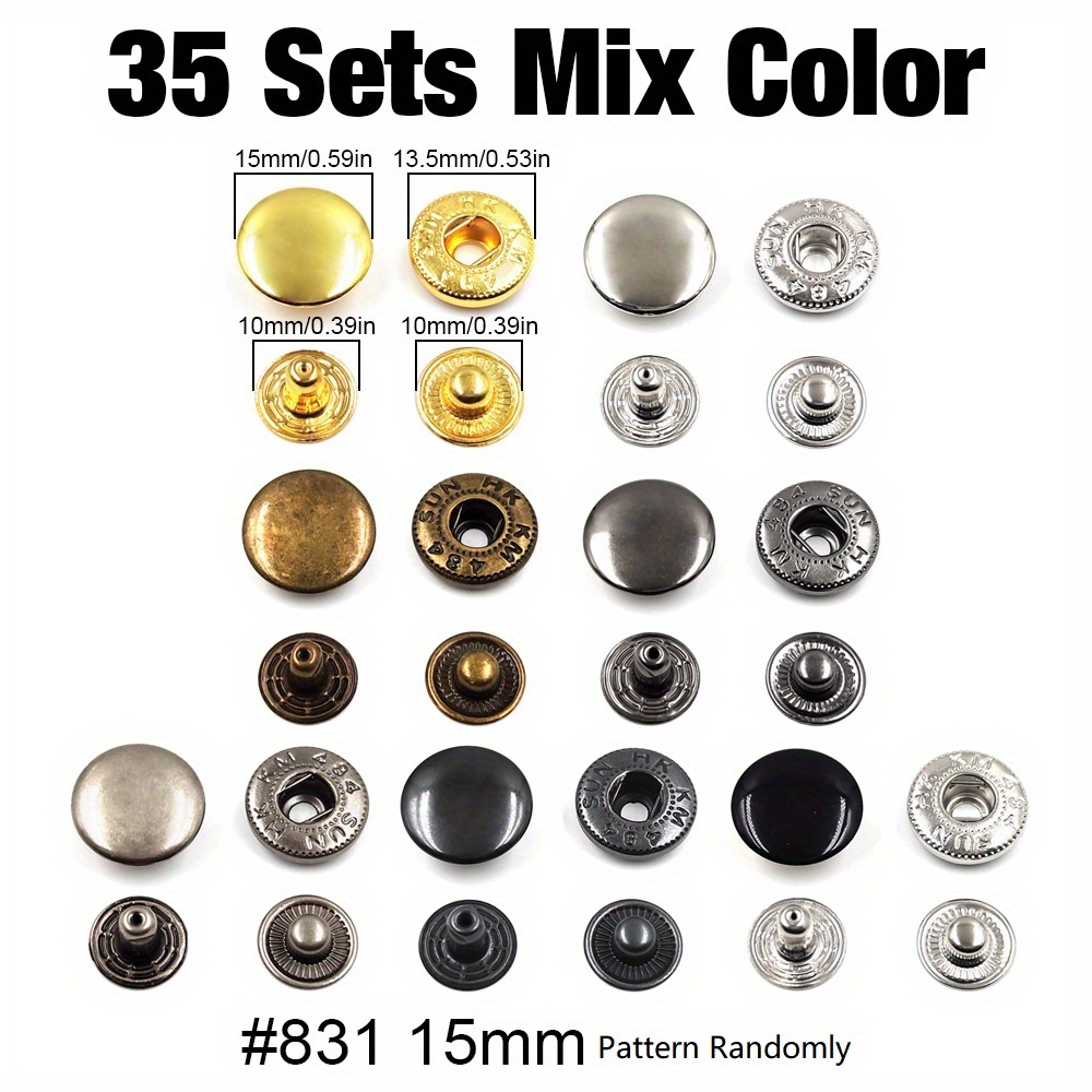 Source 15mm Brass Metal Press Studs Sewing Button Double Snap Button for  Jeans/Clothing/DIY on m.