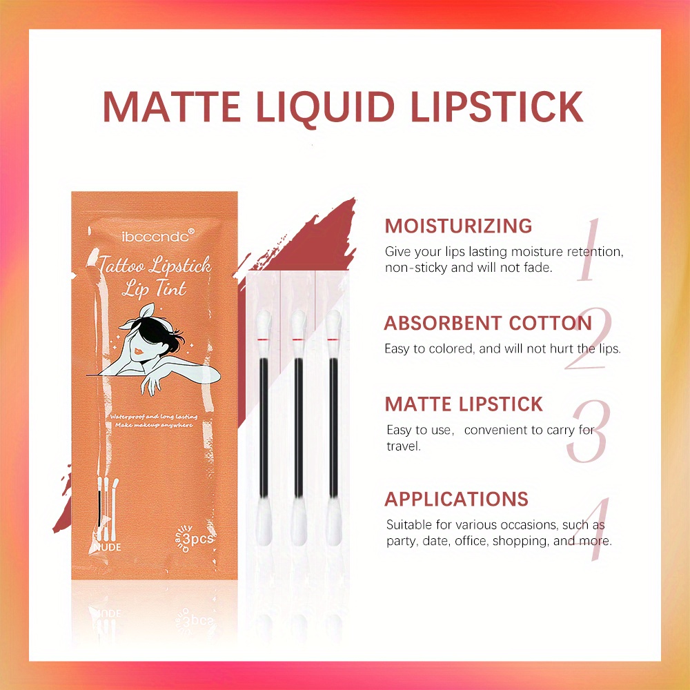 Cotton Swab Lipstick Velvet Matte Lipstick Easy Coloring Long Lasting