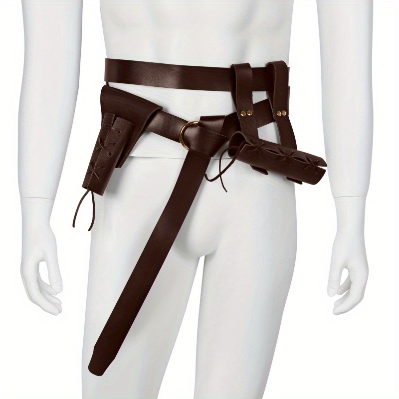 2020 Leather Sabre Belt Medieval Sword Hanging Belt Viking Battle Knight  Belt PU Leather Anime Sword Belt Holder Belt
