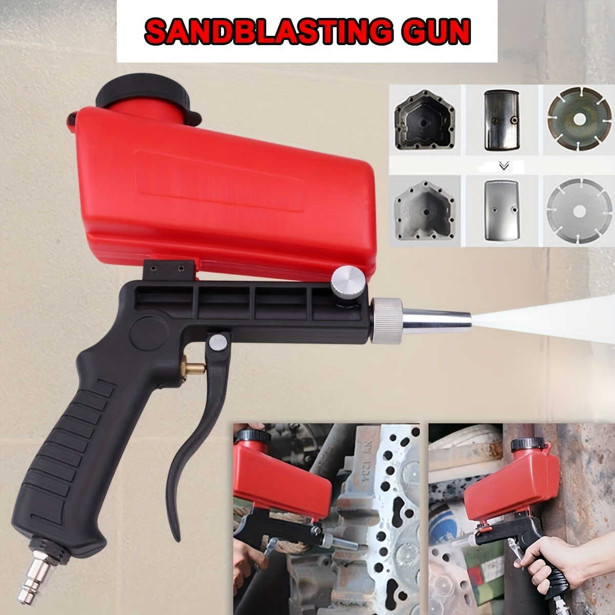 90psi Portable Gravity Sandblasting Gun Aluminium Pneumatic Sandblaster