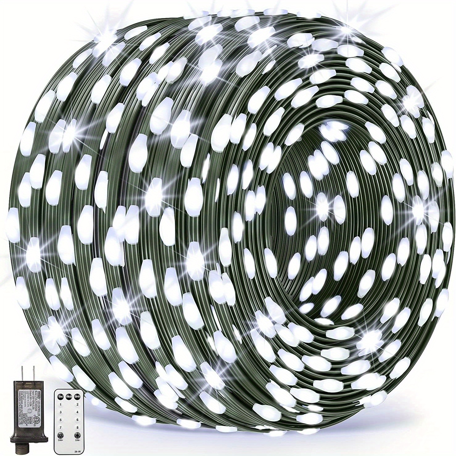 Waterproof Outdoor Christmas Lights 330ft Cool White Green Wire