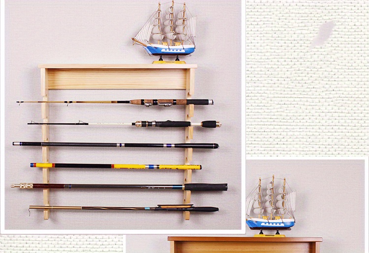 1pc Fishing Rod Organizer, Solid Wood Rod Holder, Fishing Rod Display Rack  For Garage