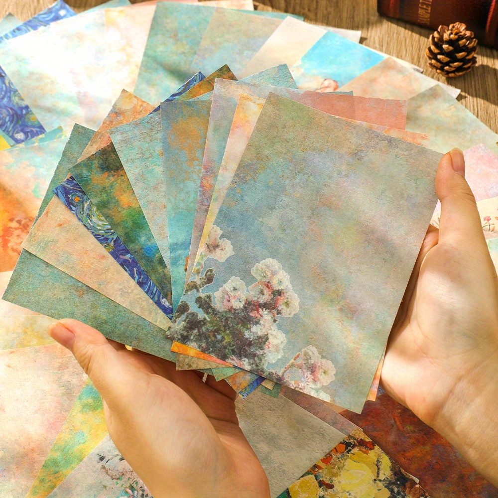 Vintage Oil Painting Paper Perfect For Diy Decoration & Scrapbooking
