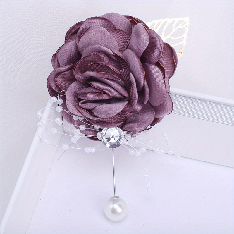 Purple Gold White Rose Bridal Wedding Bouquet Accessories 