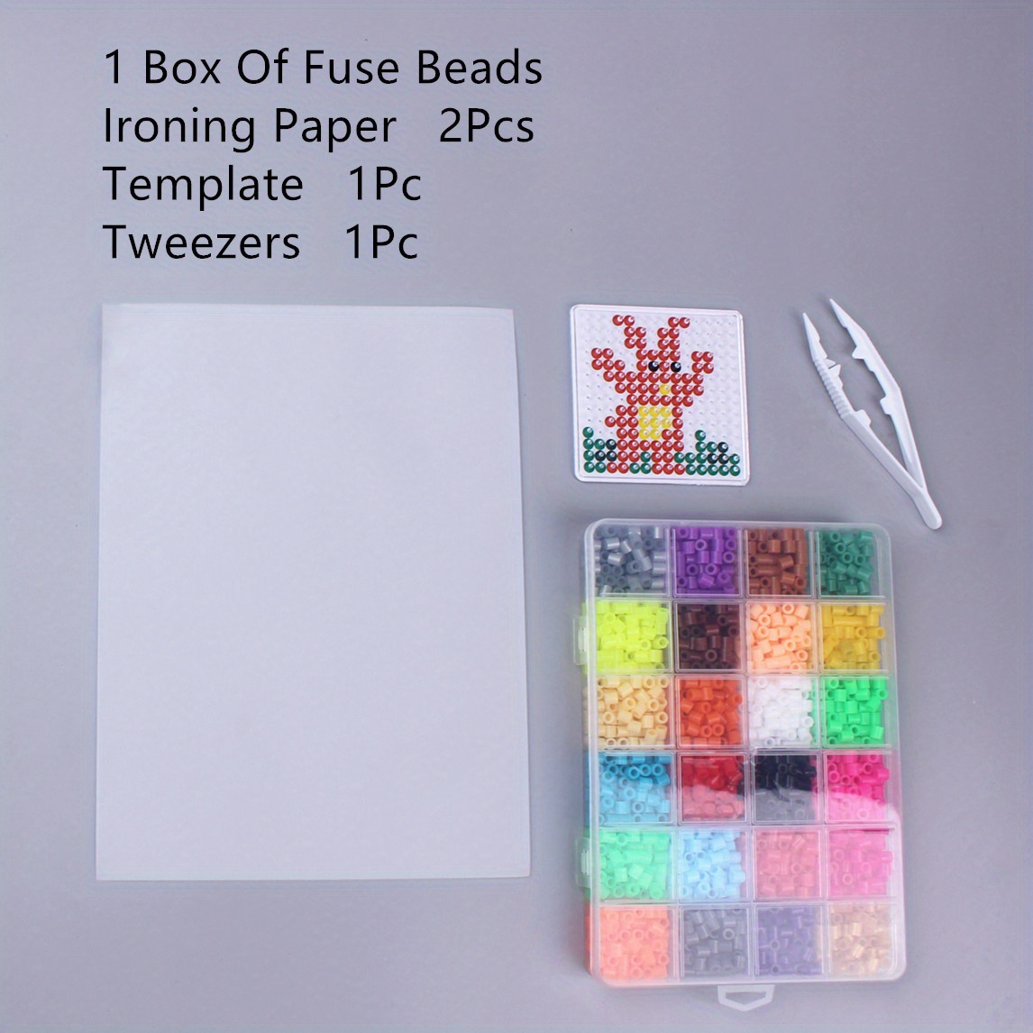 Large Clear Plastic Fuse Boards Beads Pegboards With 6 Ironing Paper And 2  White Beads Tweezers Creative Diy Jewelry Craft Supplies - Temu Germany