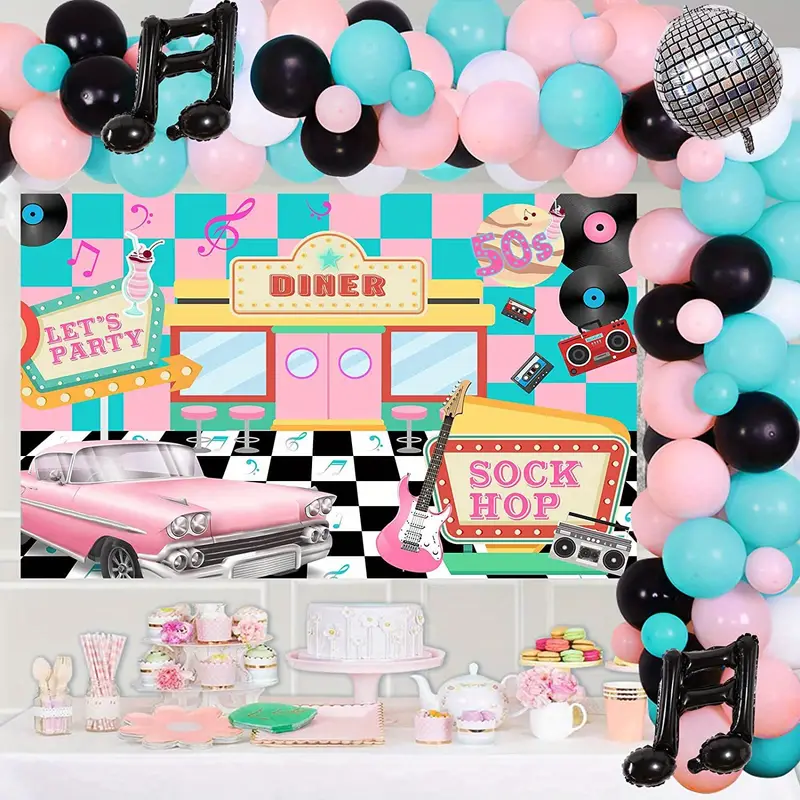 50s Rock Party Background Decoration