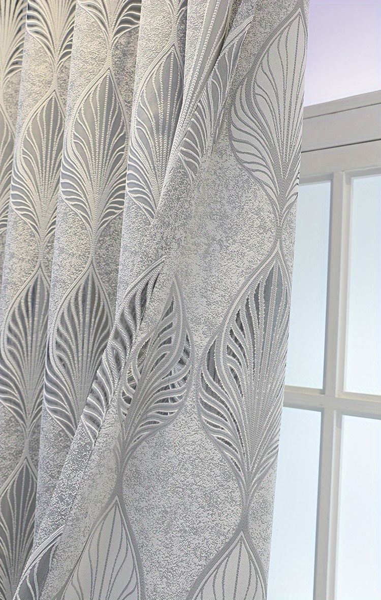 1pc elegant hollow leaf jacquard window sheer curtain for living room bedroom and balcony enhance     and privacy details 3