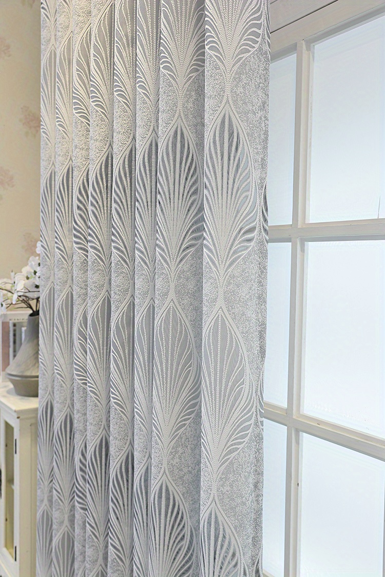 1pc elegant hollow leaf jacquard window sheer curtain for living room bedroom and balcony enhance     and privacy details 2