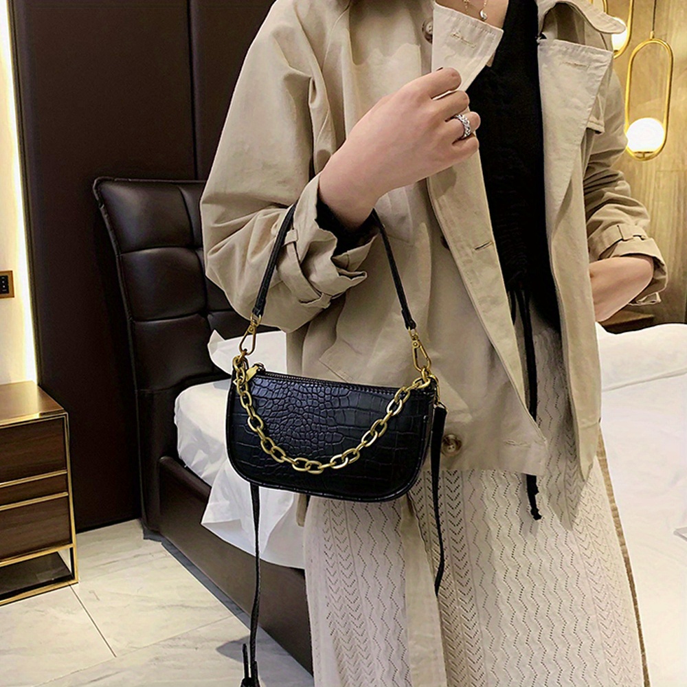 Mini Crocodile Embossed Handbag, Casual Pu Leather Purse, Women's Everyday  Shoulder Bag - Temu