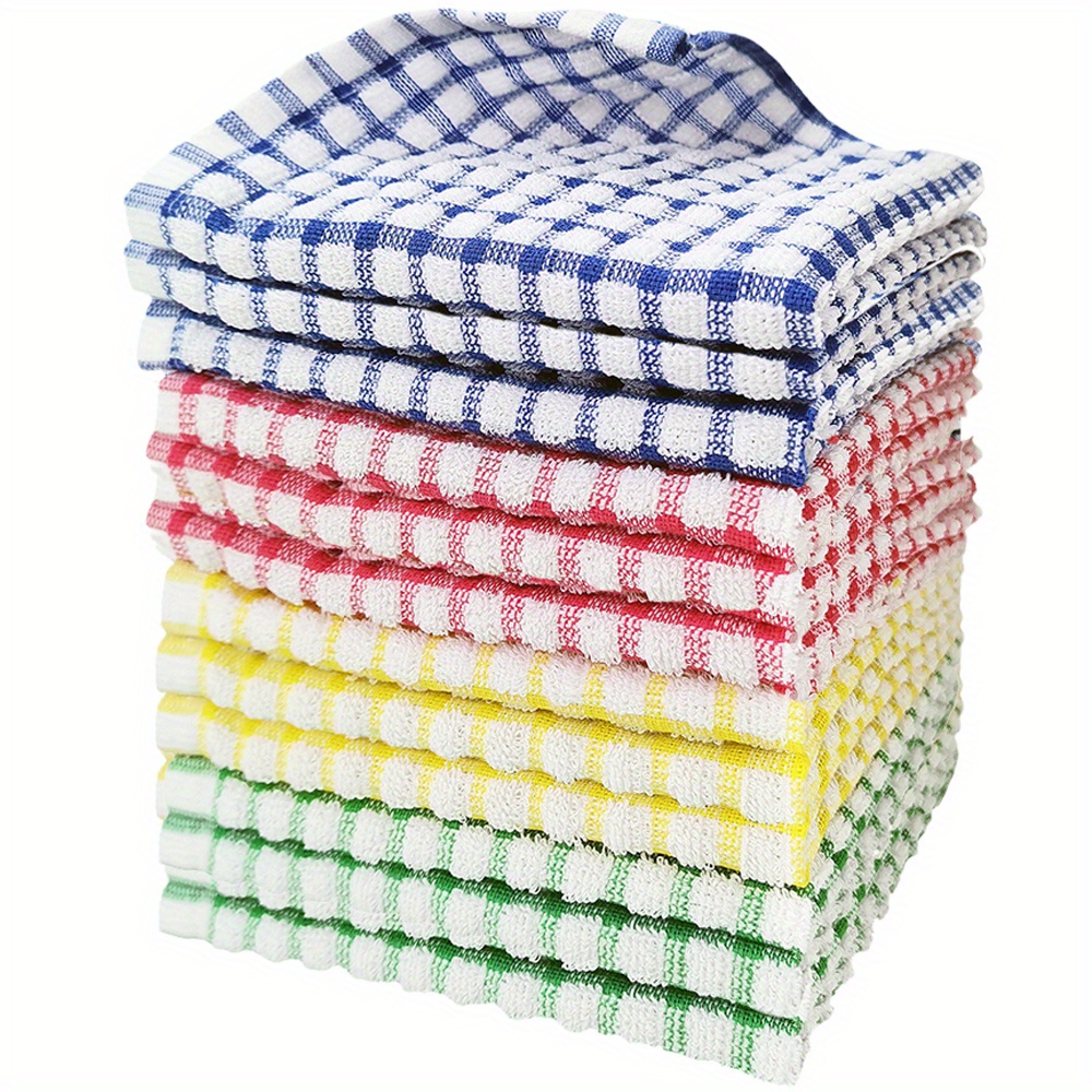 Dish Cloths Waffle Square Plaid Dishwashing Towels Cleaning - Temu