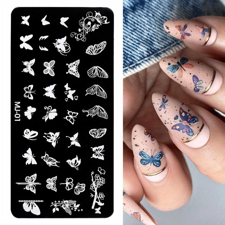 Y2k Heart, Leaf, Snake, And Skull Nail Art Stamping Plate - 3d Stencil Mold  For French Tips And Printing Tools - Temu Portugal