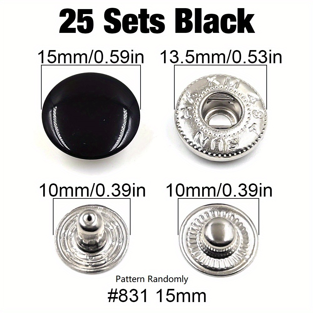 50 Sets 655/633/831 Metal Snap Fasteners Snaps Button Press Studs Sewing  Button For DIY Clothes Garment Bags Shoes Leathercraft