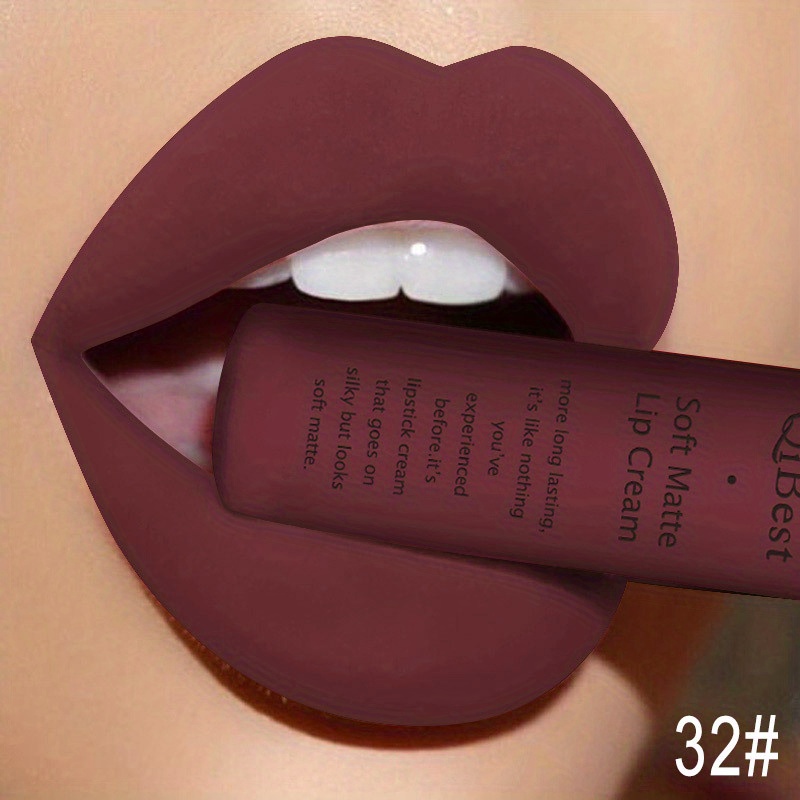Liquid Lipstick Waterproof Matte Nude Lip Gloss Pigment Dark Red