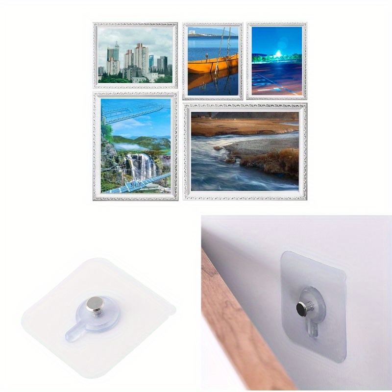 10pcs Punch Free Wall Stickers Adhesive Non-Trace Wall Screw Hook Photo Frame Hook Strong Seamless Bathroom Wall Hook