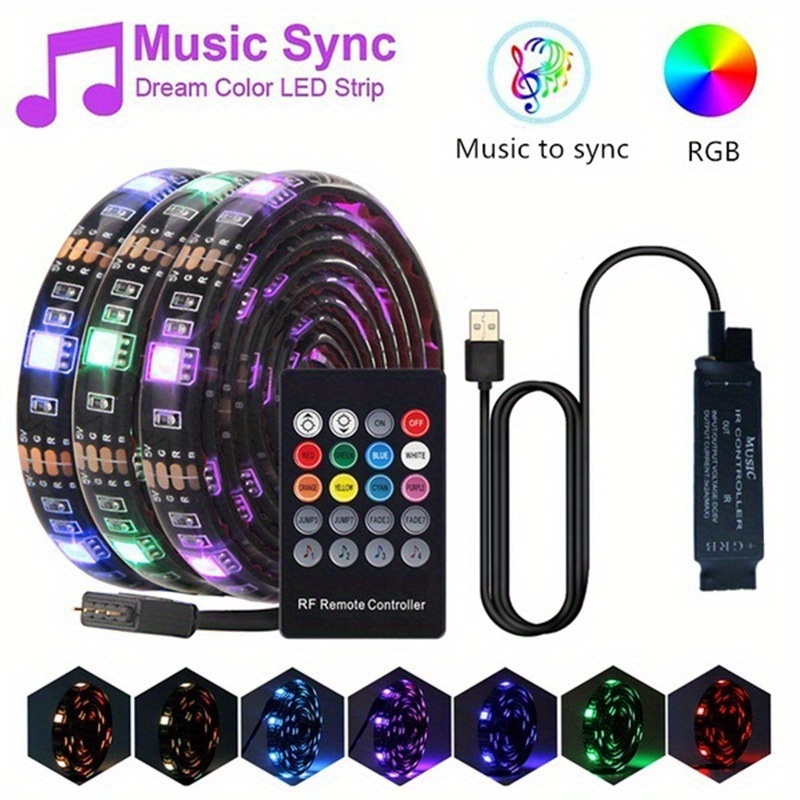transform your home with 16 4ft led strip lights 5050 rgb color changing kit with 20 keys ir remote music sync details 5
