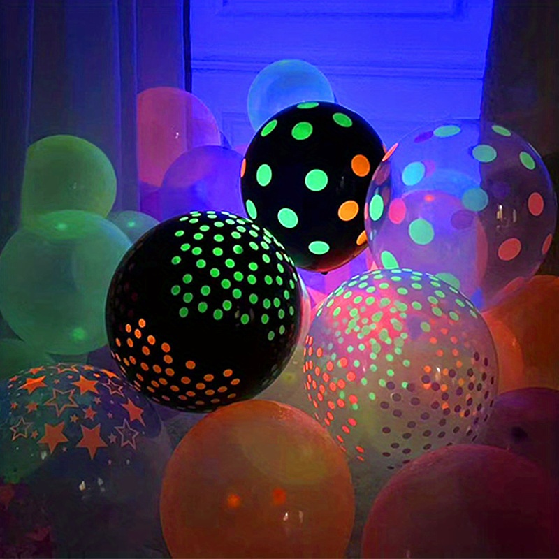 Neon Balloons 12' Uv Polka Dot Blacklight Balloons Glow In Temu