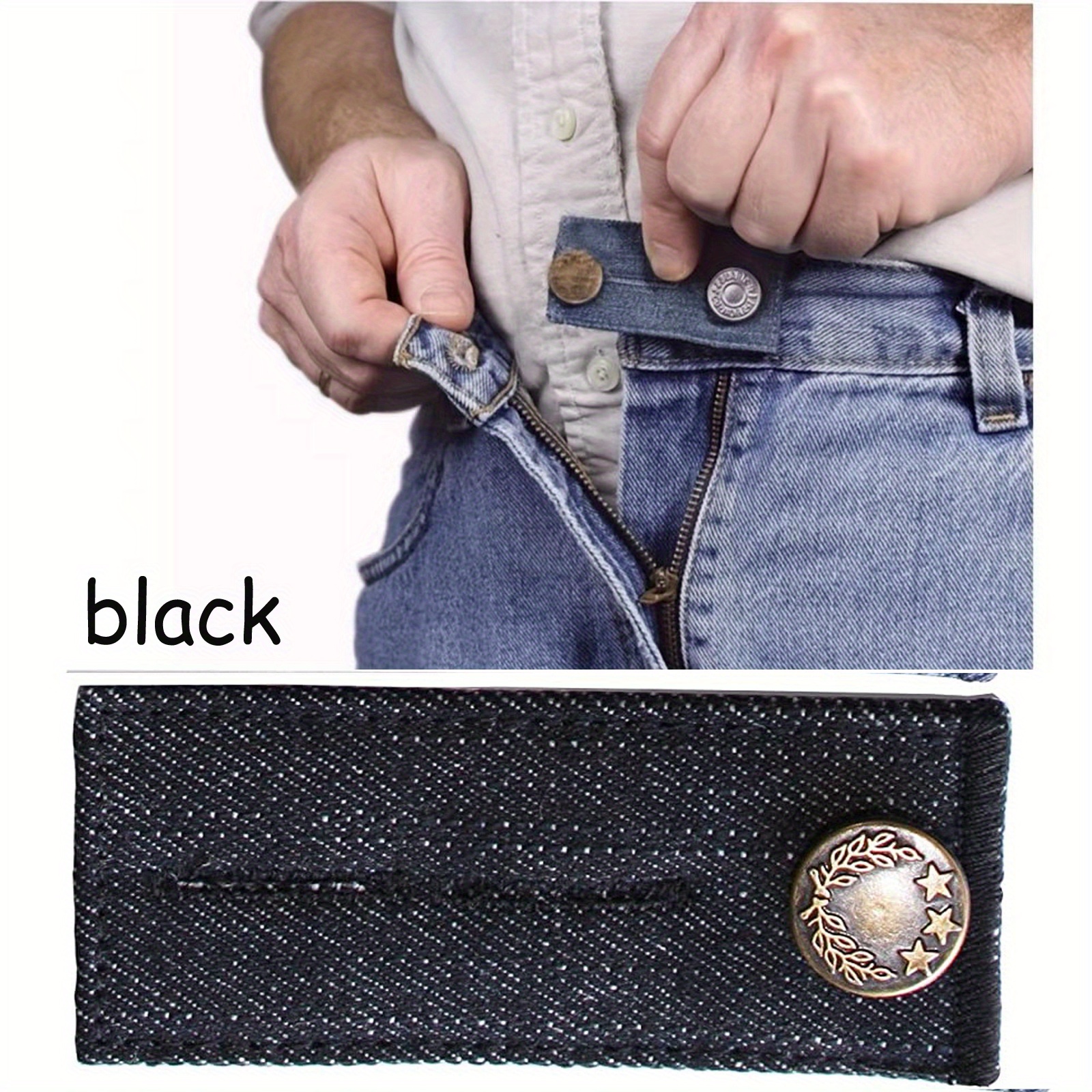 Navy Belt 1pc Trousers, Men's Waist Extender Waistband Extender Elastic Adjustment Button Extension Jeans Pants,Temu