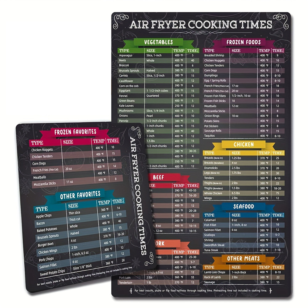 Air Fryer Accessories Cooking Time,Air Fryer Magnetic Cheat Sheet
