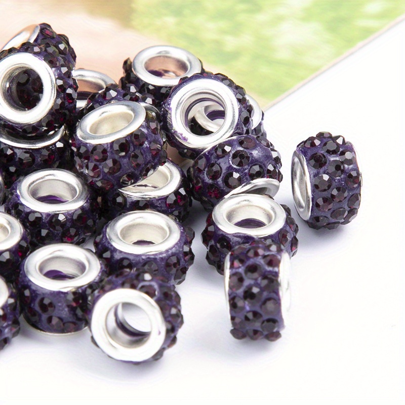 Crystal Glass Big Hole Beads Charms Colorful Rhinestone - Temu