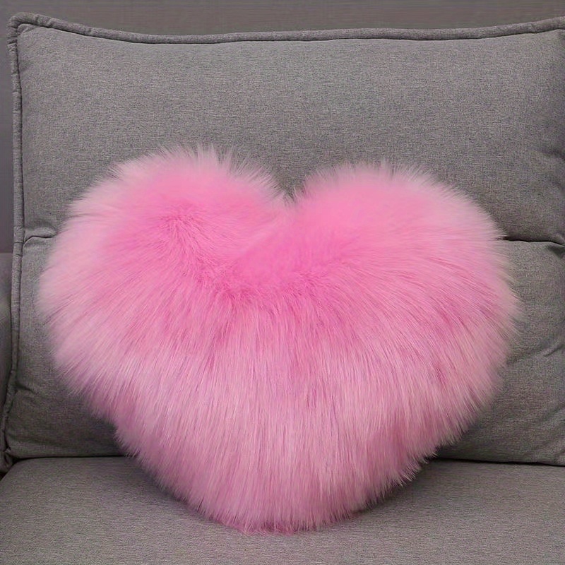 Heart Shaped Throw Pillow Cushion Long Plush Cushion - Temu