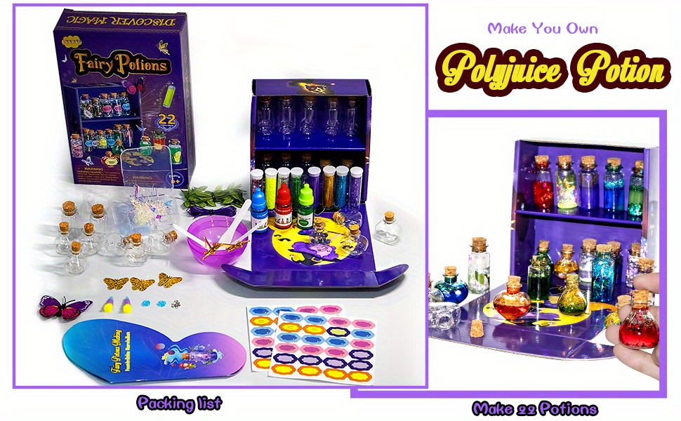 LDomet Kit de potions pour enfants – Kit de 22 mélanges magiques magiques  pour loisirs créatifs, jouets créatifs pour filles de 6, 7, 8, 9, 10 ans