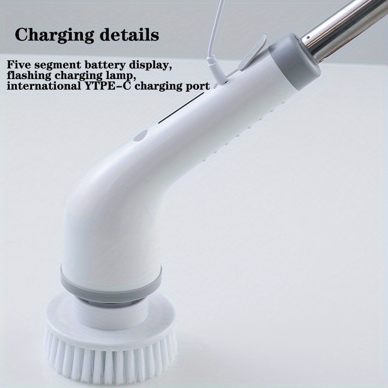 MGLSDeet Cepillo eléctrico de limpieza recargable con 8 cabezales de  cepillo reemplazables, cepillo eléctrico inalámbrico con mango de extensión