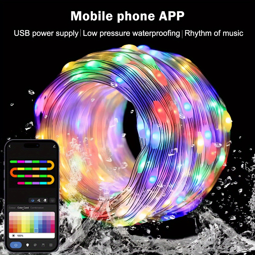 set tuya smart string lights work with alexa google home app scene control warm white icrgb color changing 65 6ft led fairy lights plug in music twinkle lights for christmas room bedroom wedding party wall decor details 6