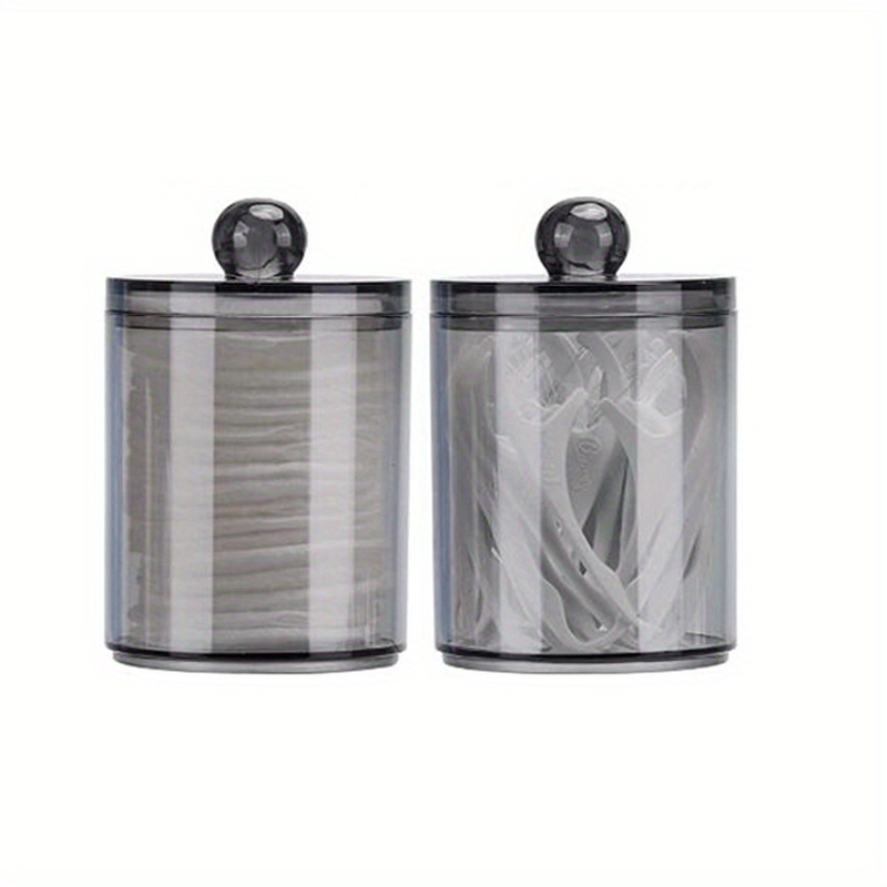 Black And Clear Plastic Apothecary Jar Set For Cotton Balls - Temu