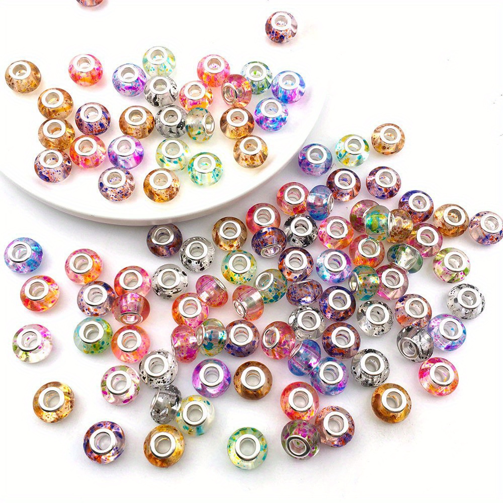 12pcs Mixed Color Faceted Resin Beads Large Hole Beads Spacer Beads For DIY  Bracelet Accessories Beaded Beads Jewelry Making