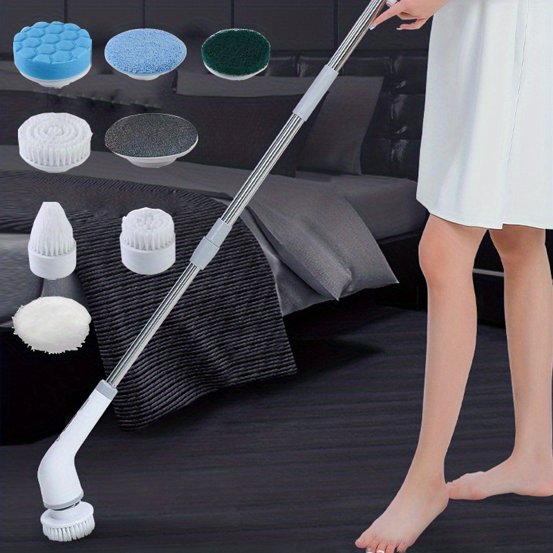 Cepillo limpiador de azulejos con 3 cabezales de limpieza de diferentes  funciones y mango largo extensible de 56 pulgadas, limpiador de ducha sin