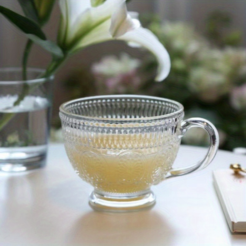 Boho Glass Tea Cup, Sunflower Pattern Embossed Water Cup, Bohemian Style  Breakfast Coffee Cups, Drinking Glasses For Juice, Milk - AliExpress