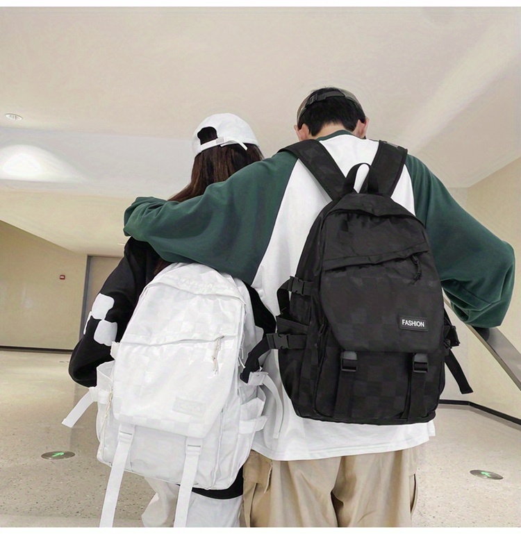 Large-capacity Checkerboard Checkerboard Backpack Men's Korean Version Of  The All-match Schoolbag Female High School Backpack Men's College Student