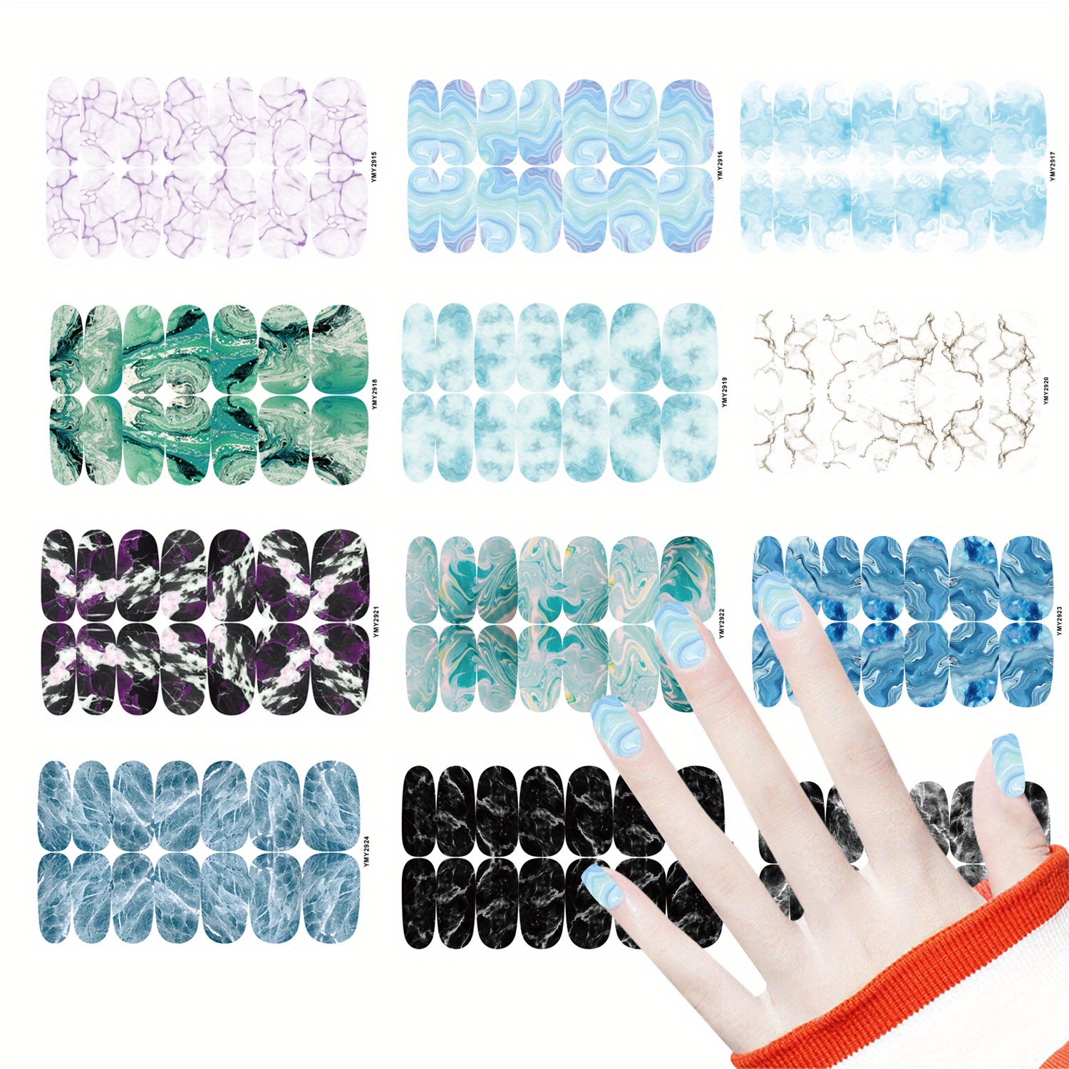 12 Folhas De Design Simples Série Tiras De Esmalte Para Unhas Completas  Envoltórios De Unhas Autoadesivos Adesivos De Esmalte Para Mulheres Meninas  Acessórios De Unhas Com 1 Peça De Lixa De Unha