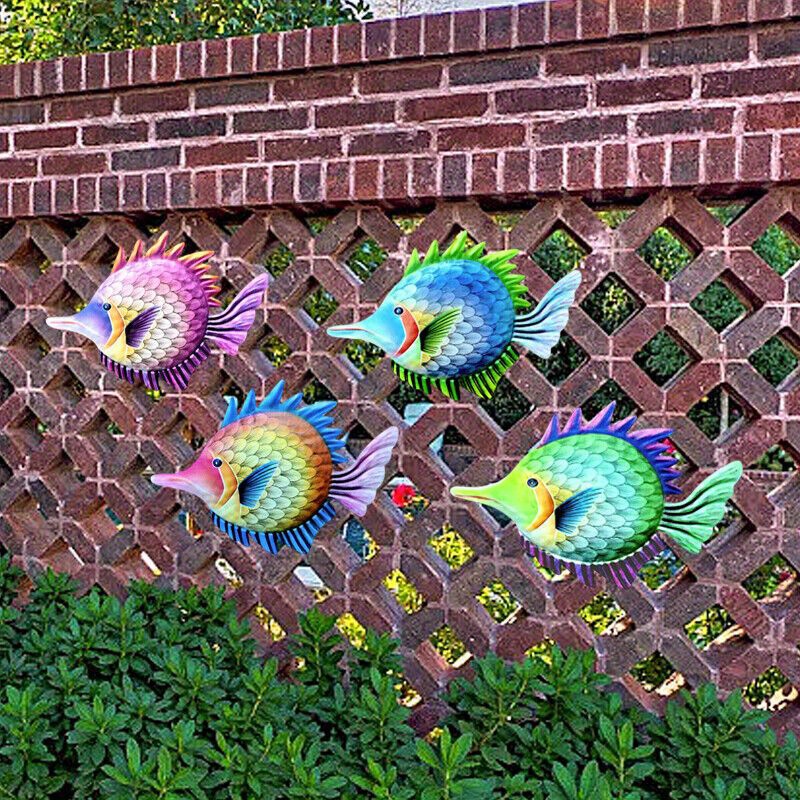 Brighten Home Colorful Metal Fish Wall Decor - Temu