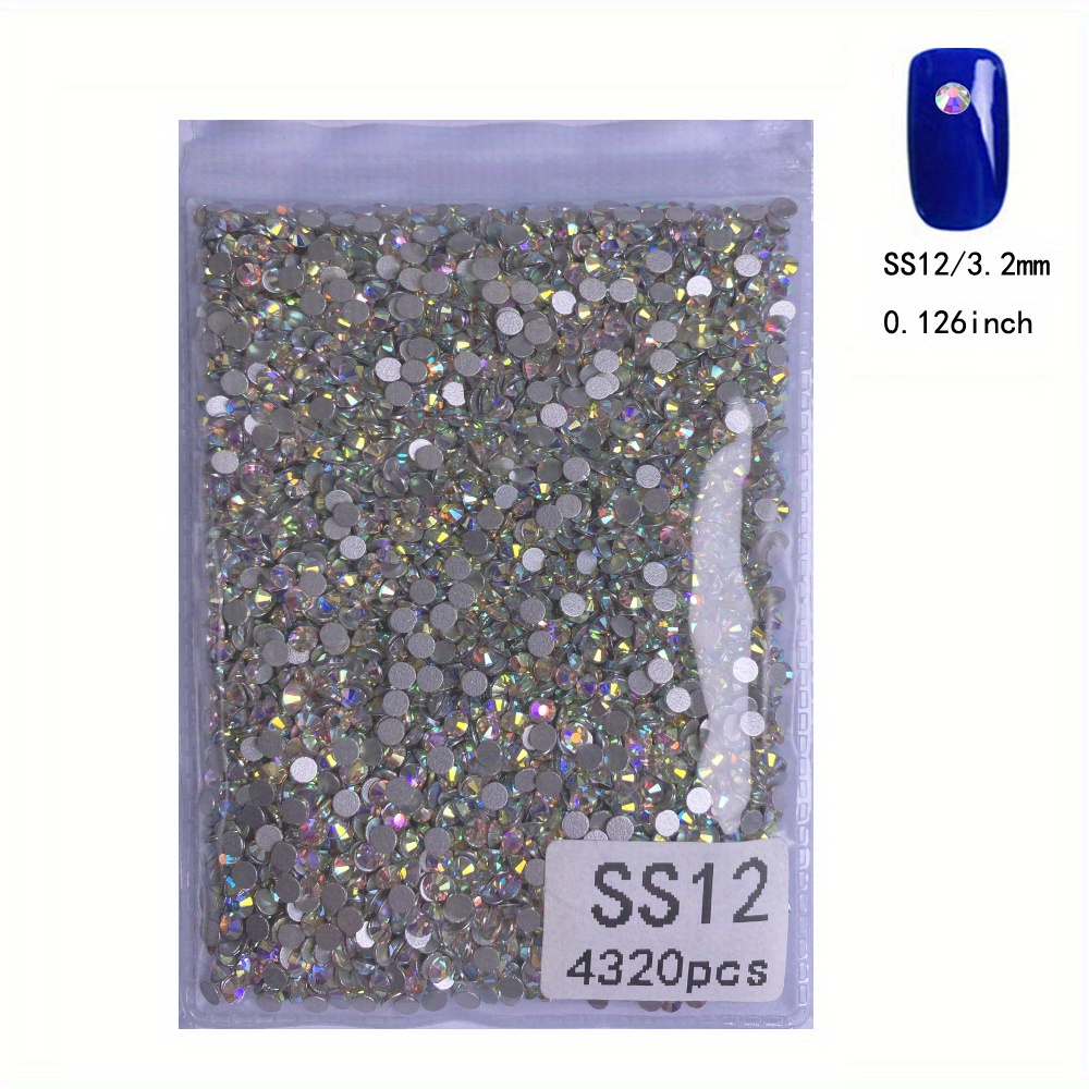 4320Pcs SS16 Flatback Rhinestones for Crafts Bulk Clear-Crystals White  Craft Gems Jewels Glass Diamonds Stone 4mm-Silver Gems for Nails Dance  Costumes